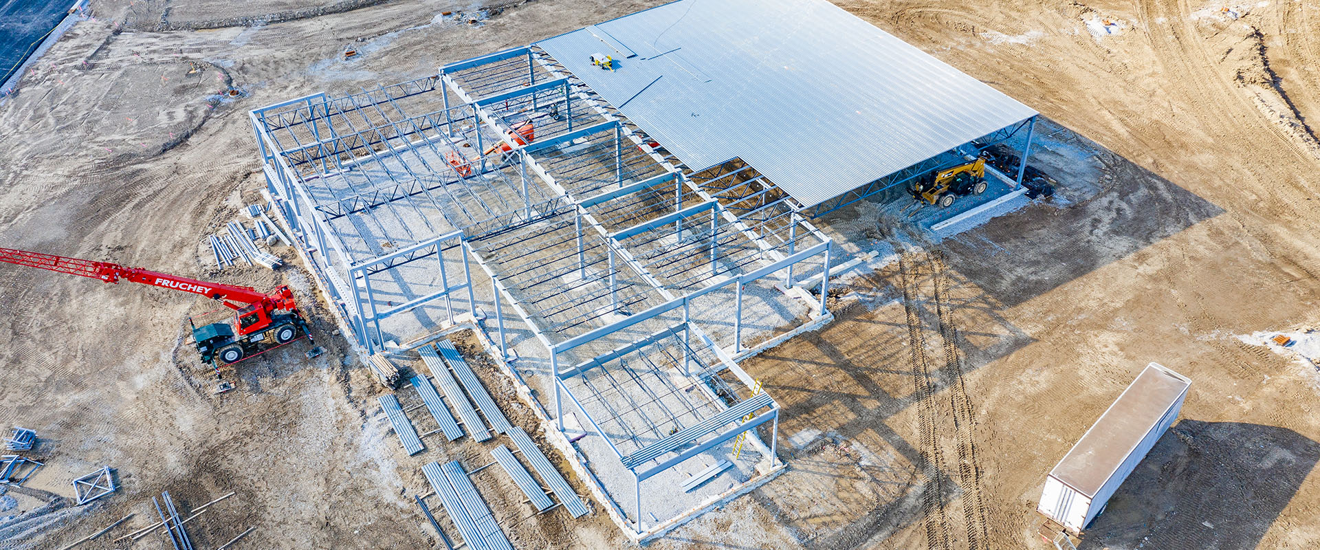 Aerial view of Kelly Automotive in Fort Wayne, IN during construction